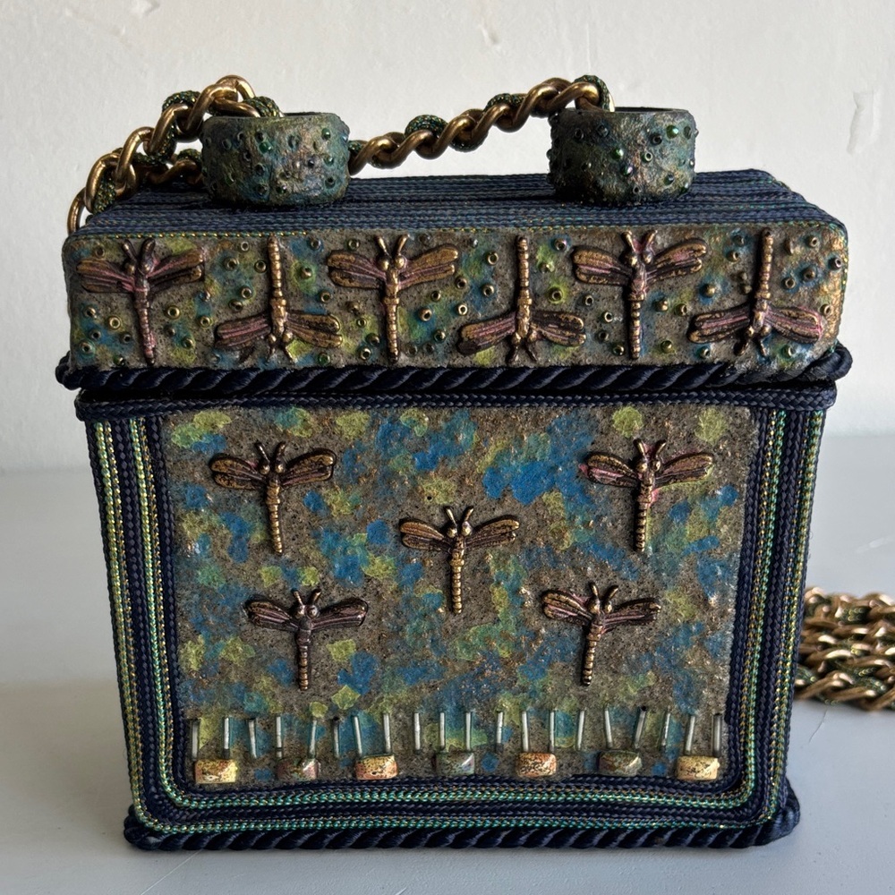 VTG Mary Frances Luxury Crossbody Dragonfly Box Bag Philippines Handmade - Picture 4 of 10